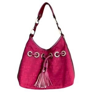 Tommy Hilfiger Hobo Signature Tassel Purse Maroon Burgundy Bag Red Y2K